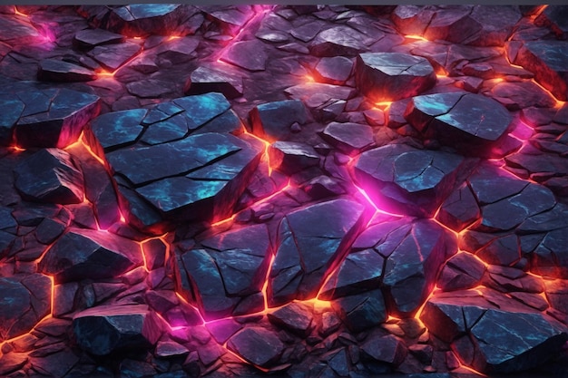 Neon Rock Texture Background Neon Stone texture Background Lava Stone Background Rock background Stone Background Magma Rock Background AI Generative (Fonte de informação sobre a rocha de néon)