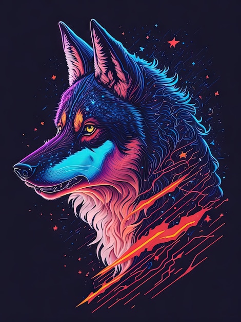 Neon Safari Animais selvagens em cores vibrantes para T-shirts, logotipos e capuzes