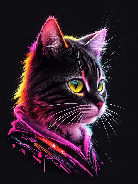 Foto neon-safari-wildtiere in lebendigen farben für t-shirts-logos und hoodies