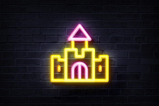 Neon-Schloss-Neon-Schild mit leuchtendem Logo