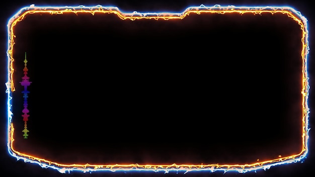 Neon-Spielrahmen-Effekt leuchtende quadratische Form, schwarzer Hintergrund