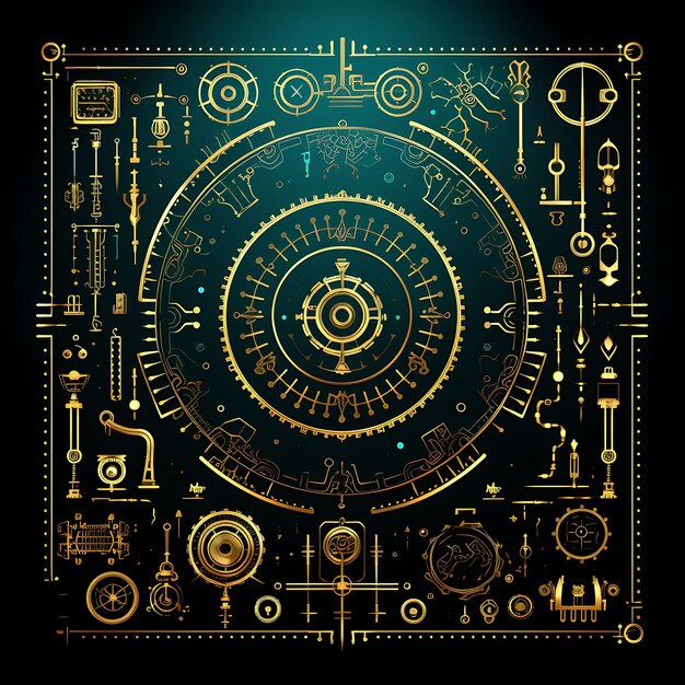 Neon Steampunk Adventuresteampunk Inspirado en las líneas de aventura El Y2K Shapes Neon Transparent Light Art