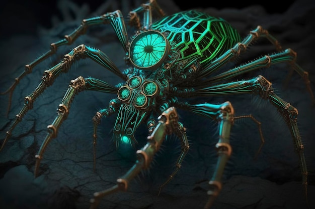 Neon, Steampunk-Spinne, kreative KI