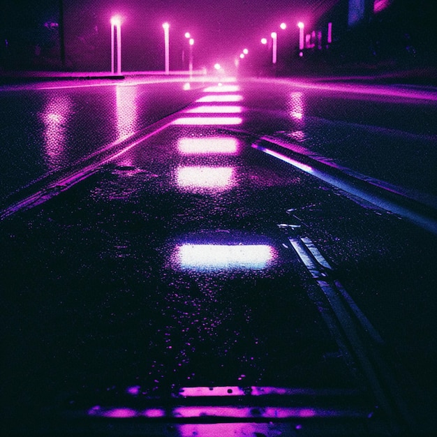 Foto neon straße atmosphäre straße cyberpunk retro welle stadt städtischer hintergrund