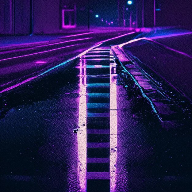 Foto neon straße atmosphäre straße cyberpunk retro welle stadt städtischer hintergrund