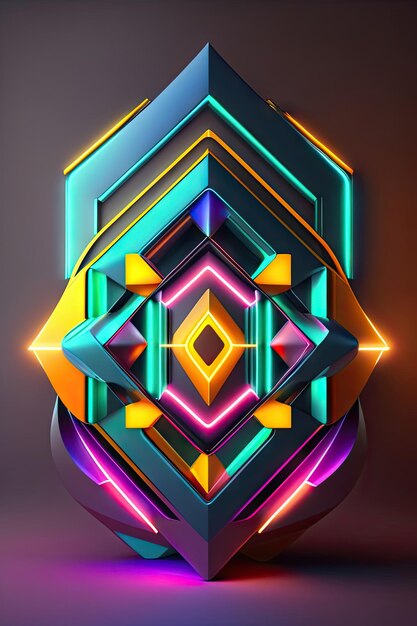 Foto neon symmetry una representación 3d futurista