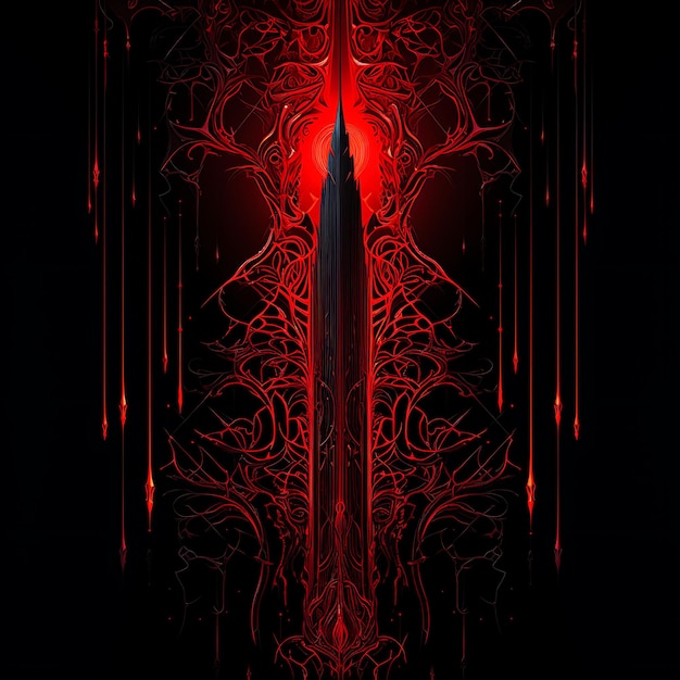 Neón Terror gótico Líneas de terror gótico Motivos espeluznantes Sangre R Formas Y2K Arte de luz transparente de neón