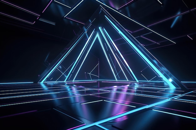 Neon Triangle Dance Futuristische SciFi-Bühne mit KI-generierten geneigten Linien