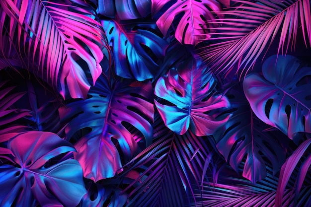 Neon-Tropikblatt-Layout mit Naturthema