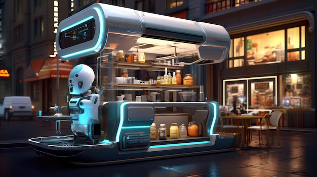 Neon Urban Delights Robotic Baristas Kaffee-Extravaganz