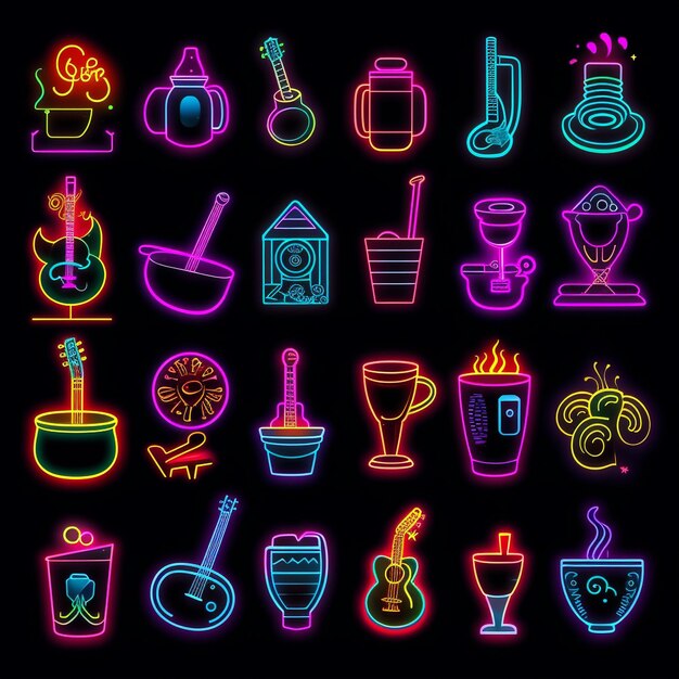 Neon vecsigns ordentliche Vektor-Symbole von unterschiedlichen Typen und Stilen