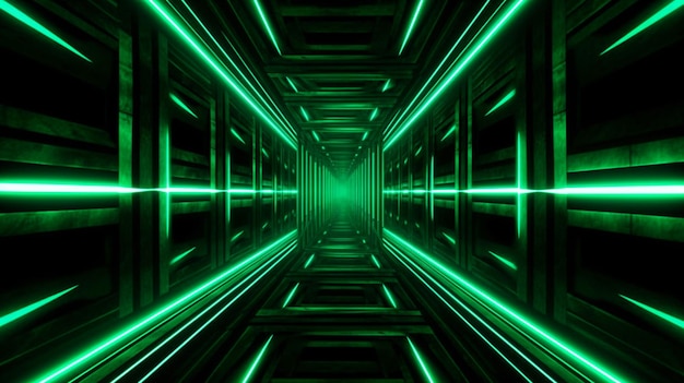 Neon verde escuro led luz linhas digitais scifi fundo