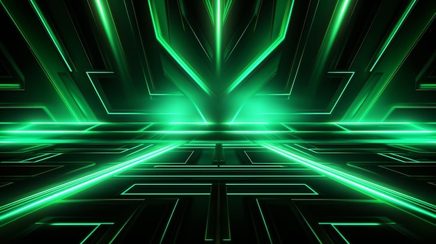 Neon verde escuro led luz linhas digitais scifi fundo