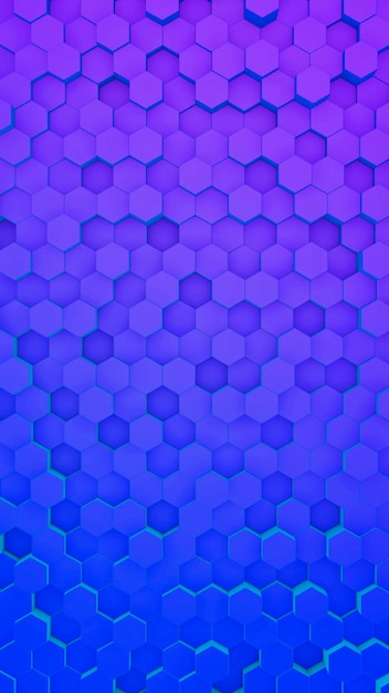 Neón violeta azul degradado abstracto de concepto de tecnología de fondo de patrón hexagonal ilustración 3d