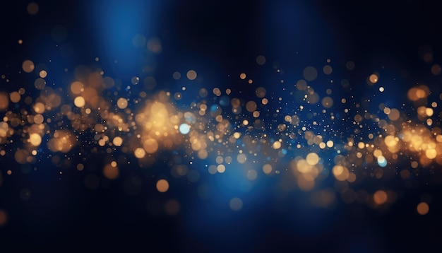 Neonblau Abstrakt Gold Funkeln Bokeh Hintergrund