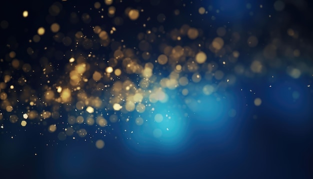 Neonblau Abstrakt Gold Funkeln Bokeh Hintergrund