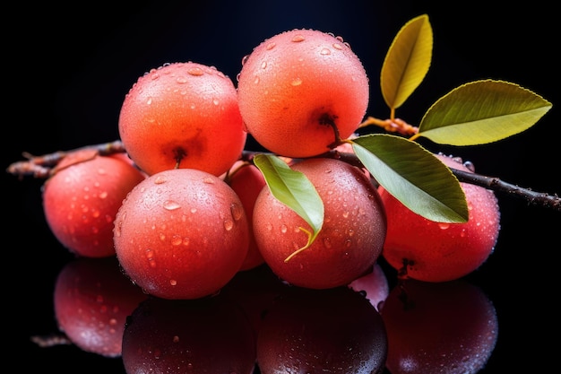 Neonfarben Longan Frucht schwarz isolierter Hintergrund