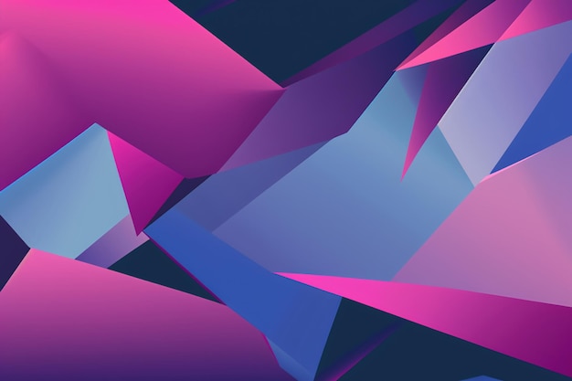 Neongrafischer geometrischer Hintergrund Lila rosa blauer Farbverlauf leuchtende asymmetrische dreieckige Form abstrakte Textur Kunstillustration mit freiem Raum