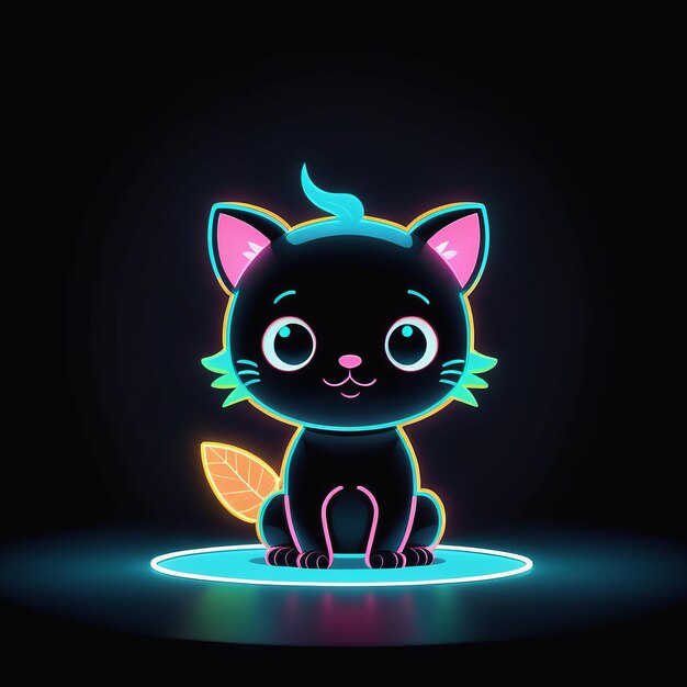 Neonkatze mit magischen Neonlichtern