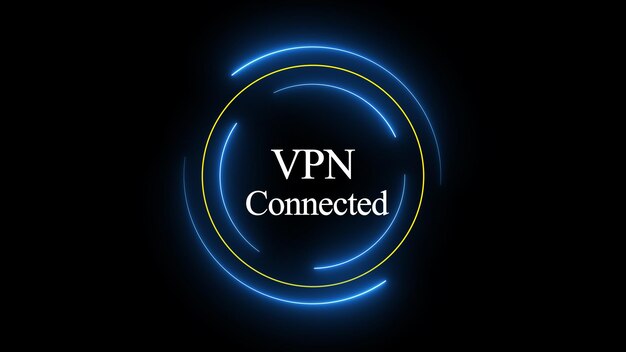 Neonkreis mit dem Wort vpn verbunden in der Mitte gegen dunklen Hintergrund