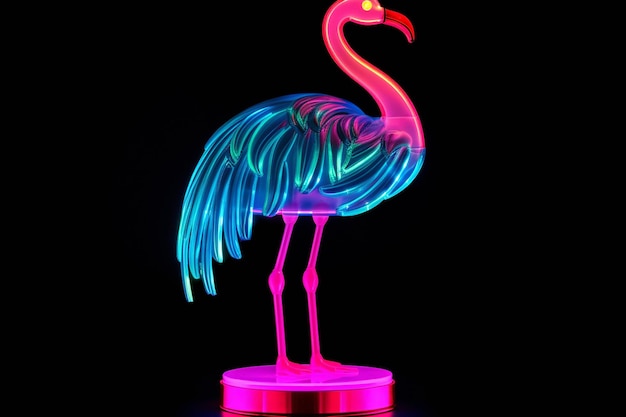 Foto neonlampe in flamingoform