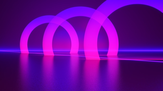 Neonlicht, abstrakter futuristischer Hintergrund, ultraviolettes Konzept, 3D-Rendering