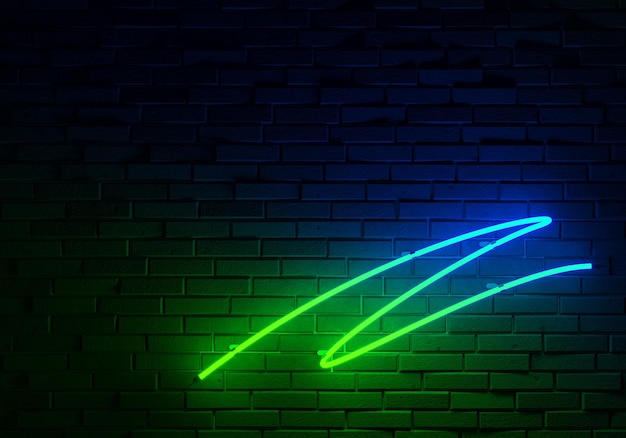 Neonlicht auf Ziegelsteinwand Hintergrund 3D-Illustration