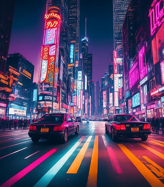 Neonlicht-Cyberpunk-Stadtstraßen