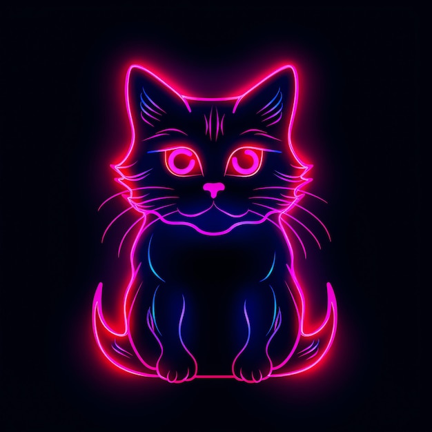 Foto neonlicht für katzen auf schwarzem hintergrund