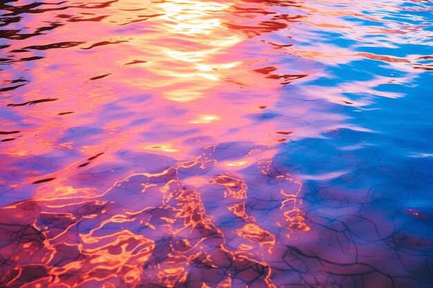 Neonlicht reflektiert auf einem nassen Strandsand