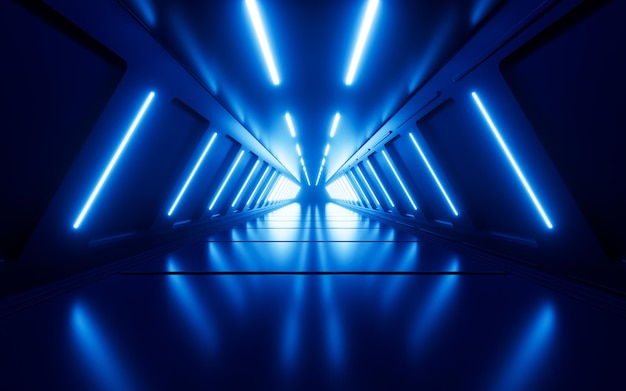 Neonlinien und Tunnel-3D-Rendering