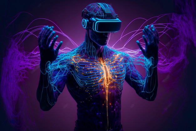 Neonmann virtuelle Realität digitale Technologie VR Generative KI