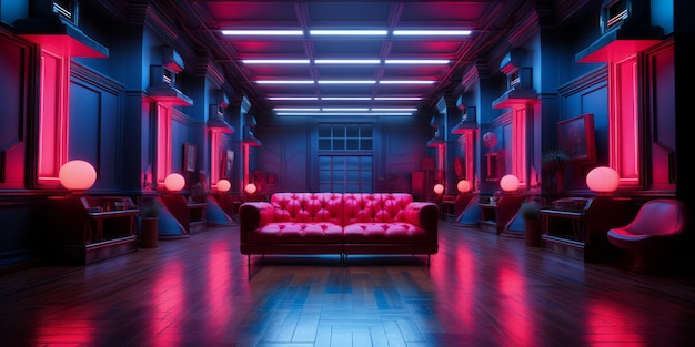 NeoNoir Luminescence revela el Cyberpunk minimalista de Wes Anderson con una habitación de luz negra de neón y