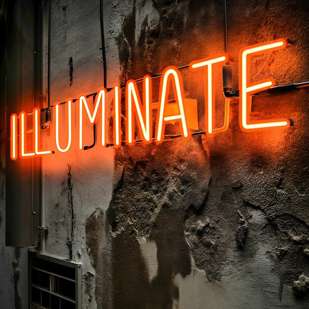 Foto neonschild an der wand mit der inschrift illuminate