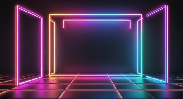 Neonstrahlung Abstrakt Neonfarbenrahmen Hintergrund
