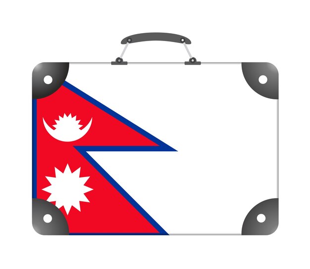 Nepal-Landesflagge in Form eines Reisekoffers auf einem weißen Hintergrund - Illustration