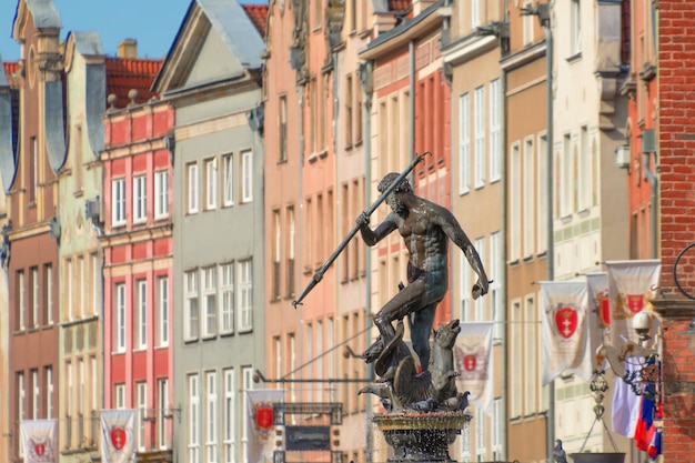 Neptunbrunnen in Gdansk, Polen Schöne Skulptur