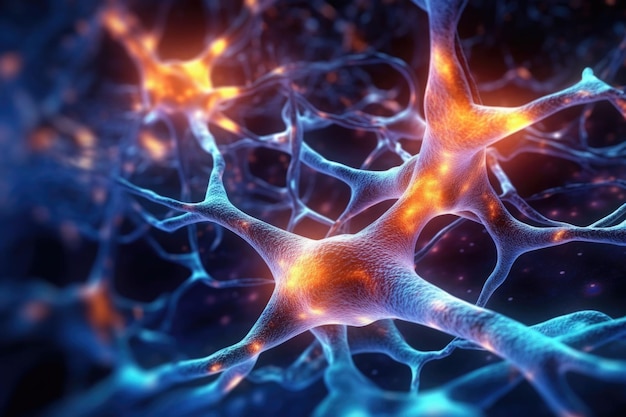Nervenzellenbanner Systemneuron des Gehirns mit Synapsen Generativ A