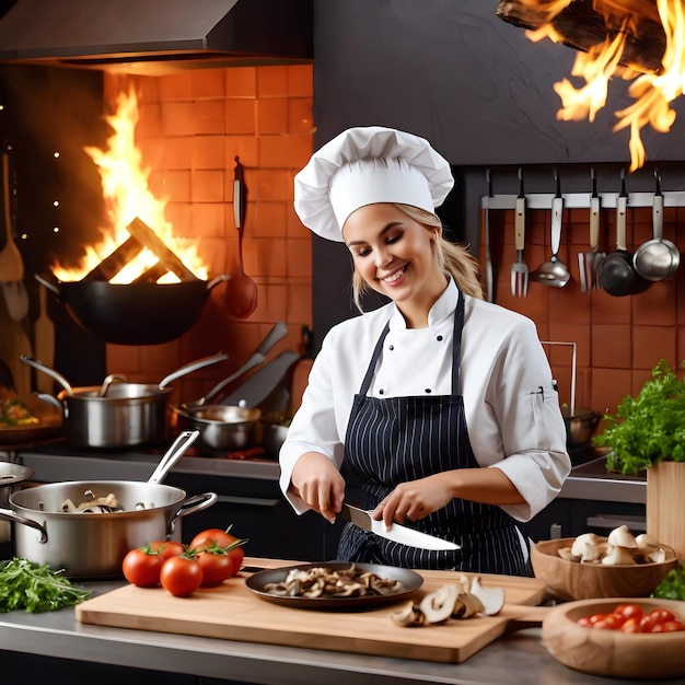 Nesta cena cativante estamos na companhia de uma talentosa chef que possui