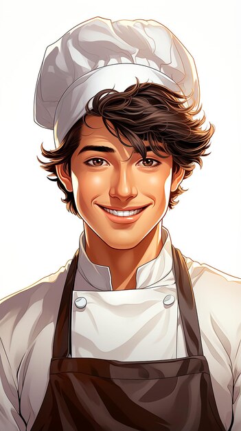 Nesta encantadora imagem de chef de desenho animado, a alegria de cozinhar e a criatividade brilham brilhantemente.