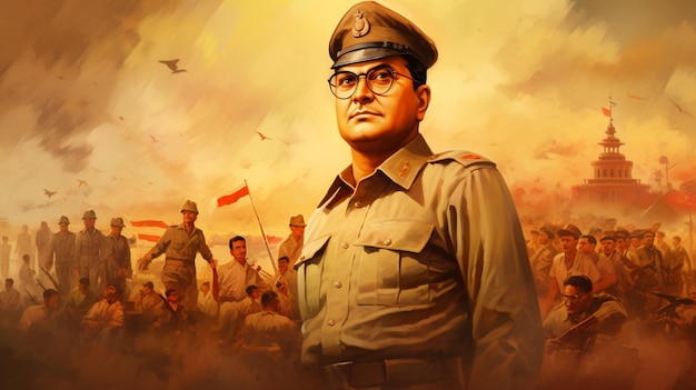 Netaji Subhas Chandra Bose cumpleaños imágenes colaborativas Ai generó arte