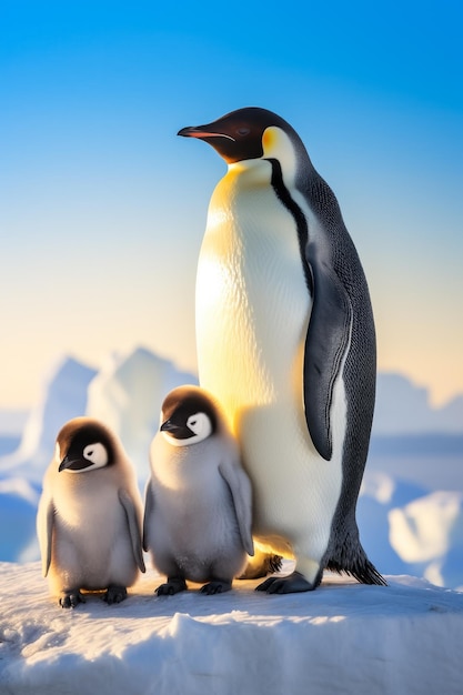 Nette Pinguin-Familie