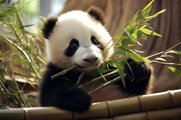 Netter Babypanda mit Bambus