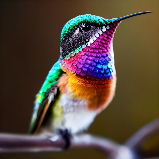 Netter Kolibrivogel mit bunter Gefiedernahaufnahmephotographie