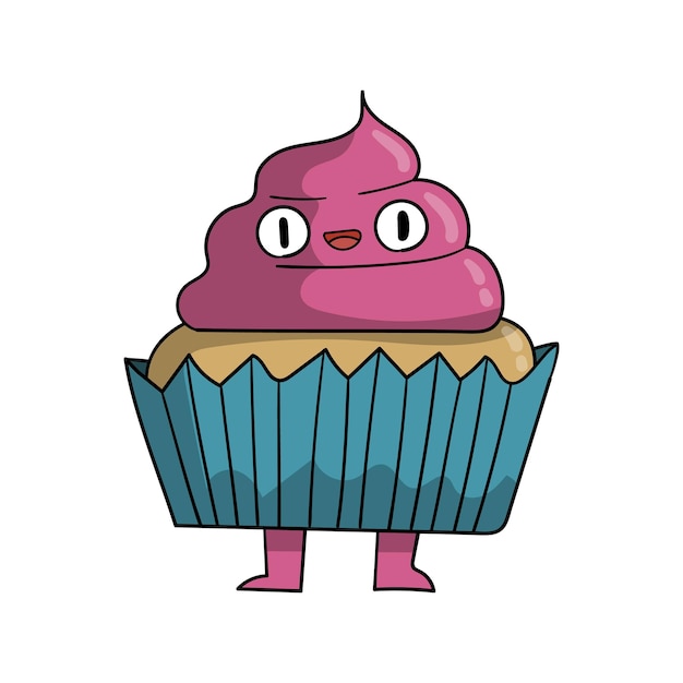 Netter Kuchen, Kuchenfigur Cartoon-Illustration