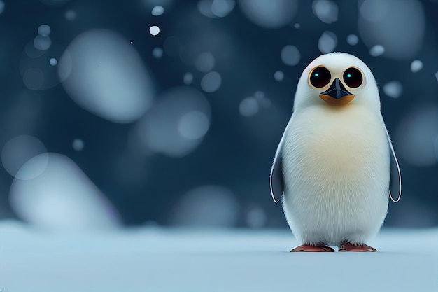 Netter Pinguin geht im Schnee spazieren