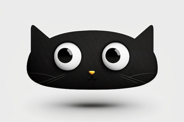 Nettes Emoticon-Gesicht einer schwarzen Katze auf weißem Hintergrund Die Katzenkopf-Emoji-Ideenillustration
