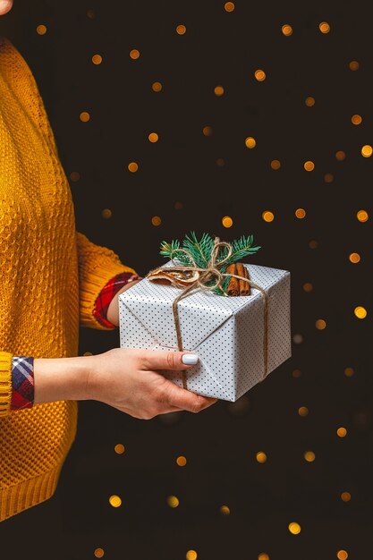 Nettes Weihnachtsgeschenk in den weiblichen Händen