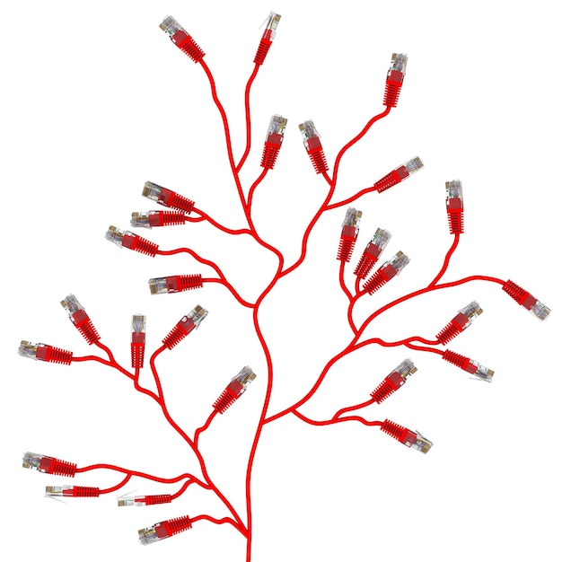 Netzwerkkabel in Form eines verzweigten Baums
