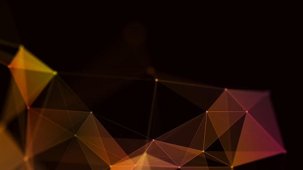Netzwerkverbindungsstruktur Abstract blauer Hintergrund mit beweglichen Punkten, Linien und Dreiecken Futuristische Illustration Digitale Technologie Design 3D-Rendering